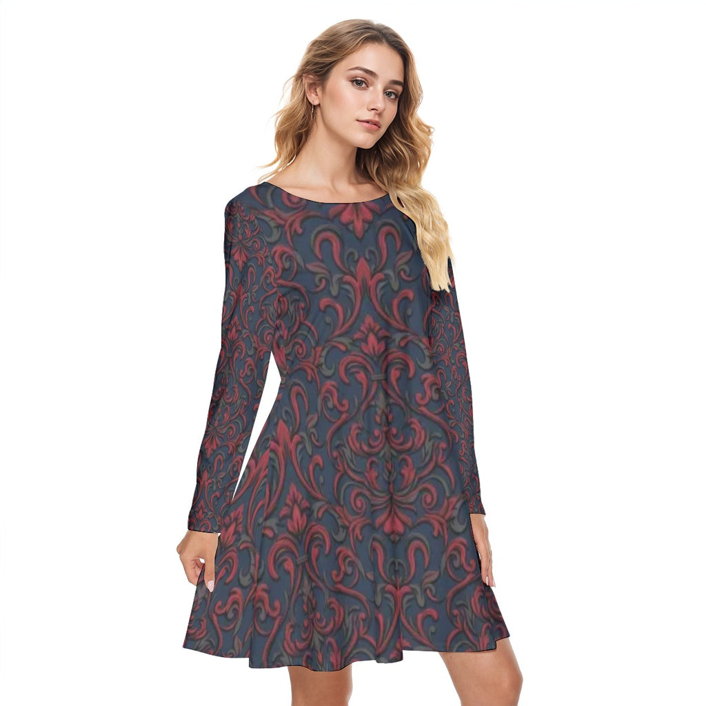 All-Over Print Women's Round Neck Dress|190GSM Cotton