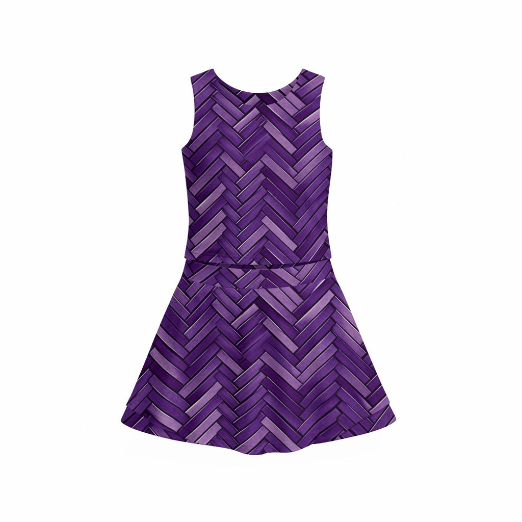 All-Over Print Girl's Sleeveless Double-Layer Sports Skirt Set
