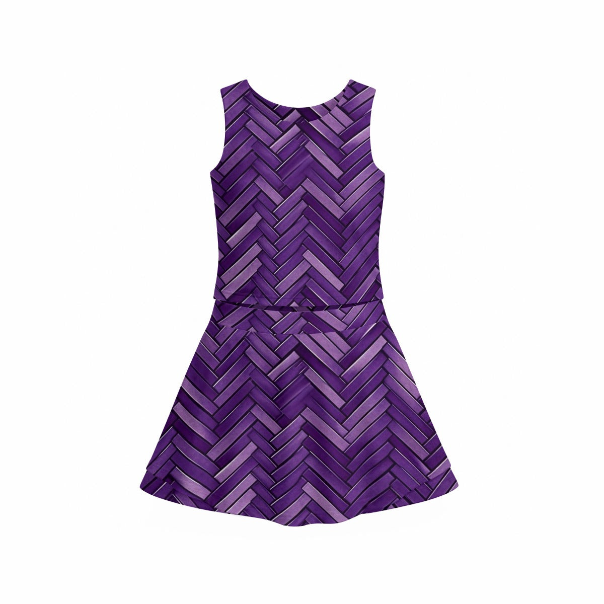 All-Over Print Girl's Sleeveless Double-Layer Sports Skirt Set