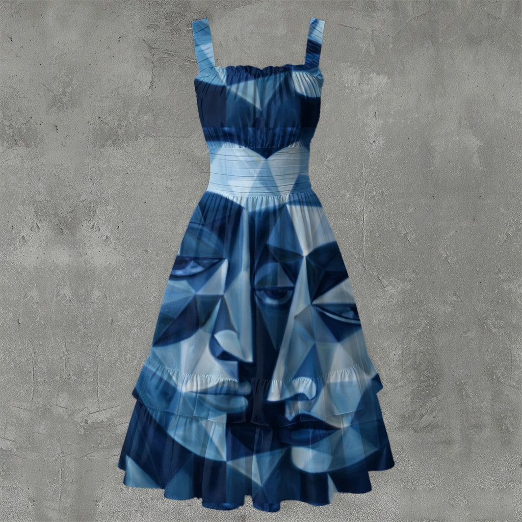 Abito da donna con volant e stampa all-over