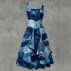 Abito da donna con volant e stampa all-over