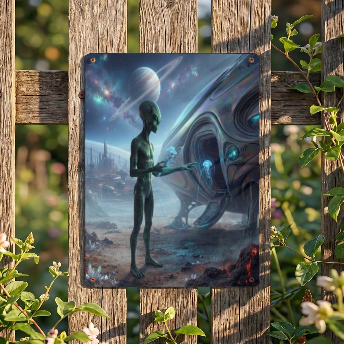 Alien Thickened Rectangular Iron Wall Painting Printed in Canada