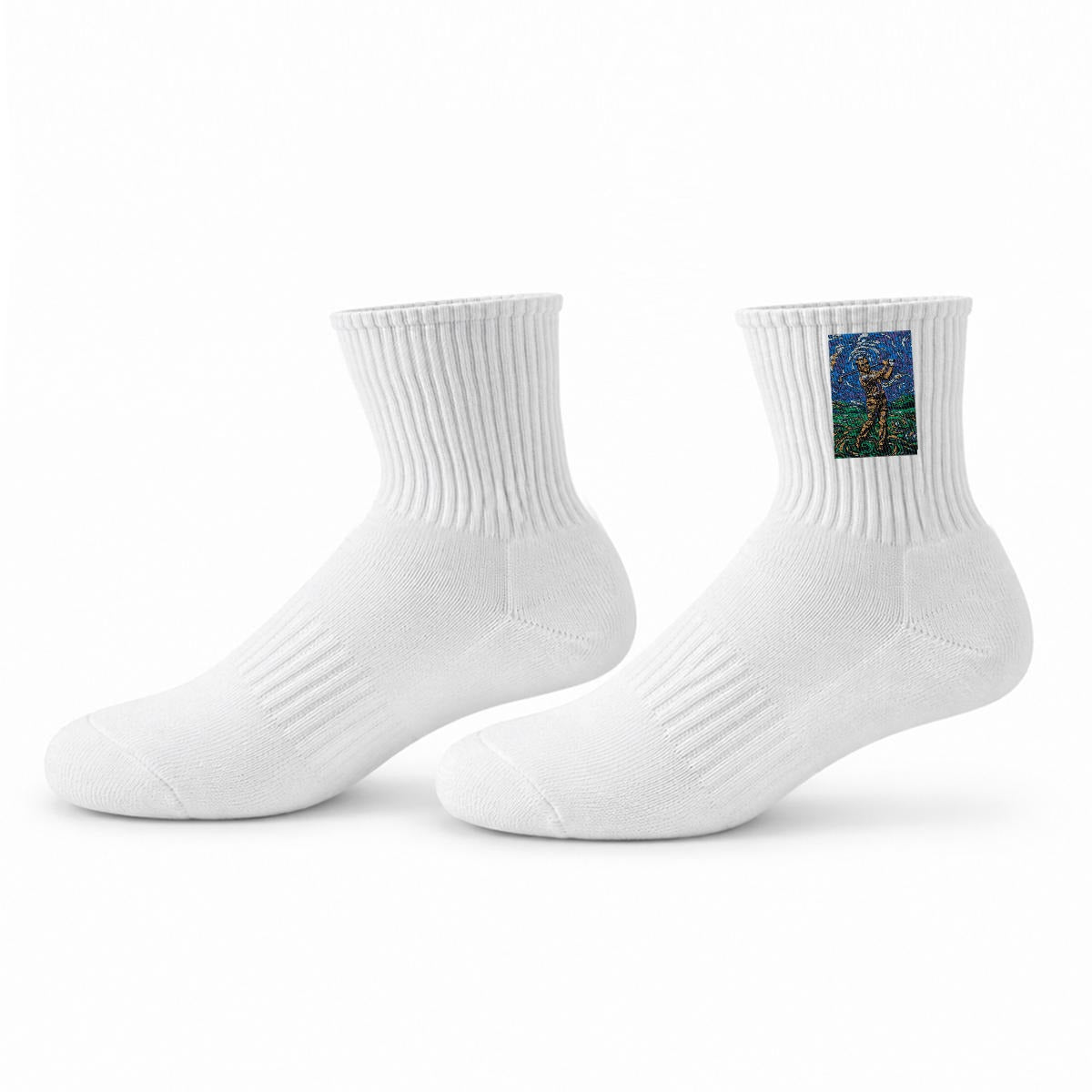 Embroidery Sports Quarter Socks|Cotton