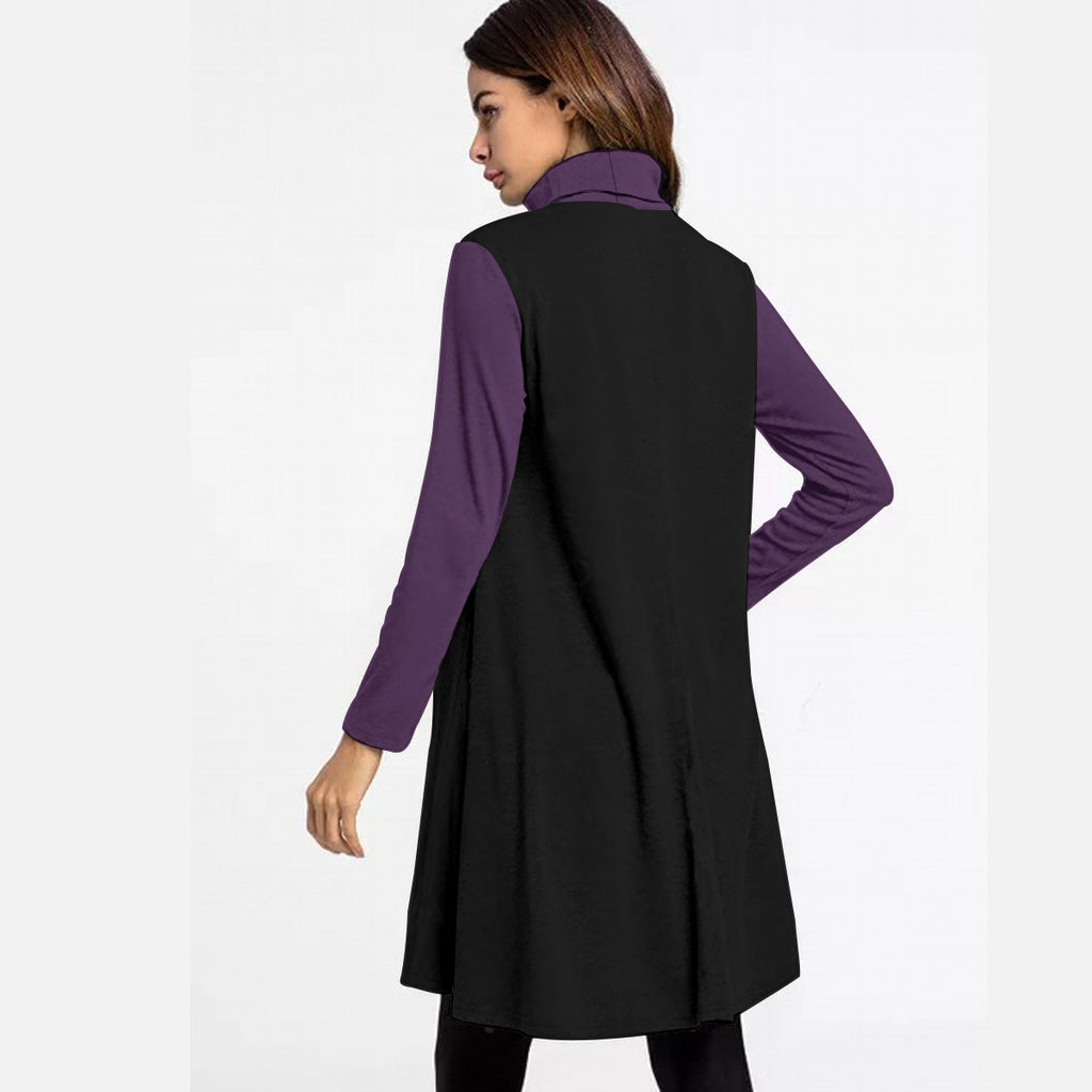 Abito da donna con stampa all-over, collo alto e maniche lunghe