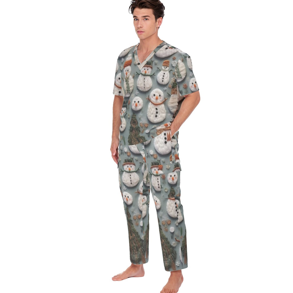 All-Over Print Unisex Scrub Set With Six Pocket
