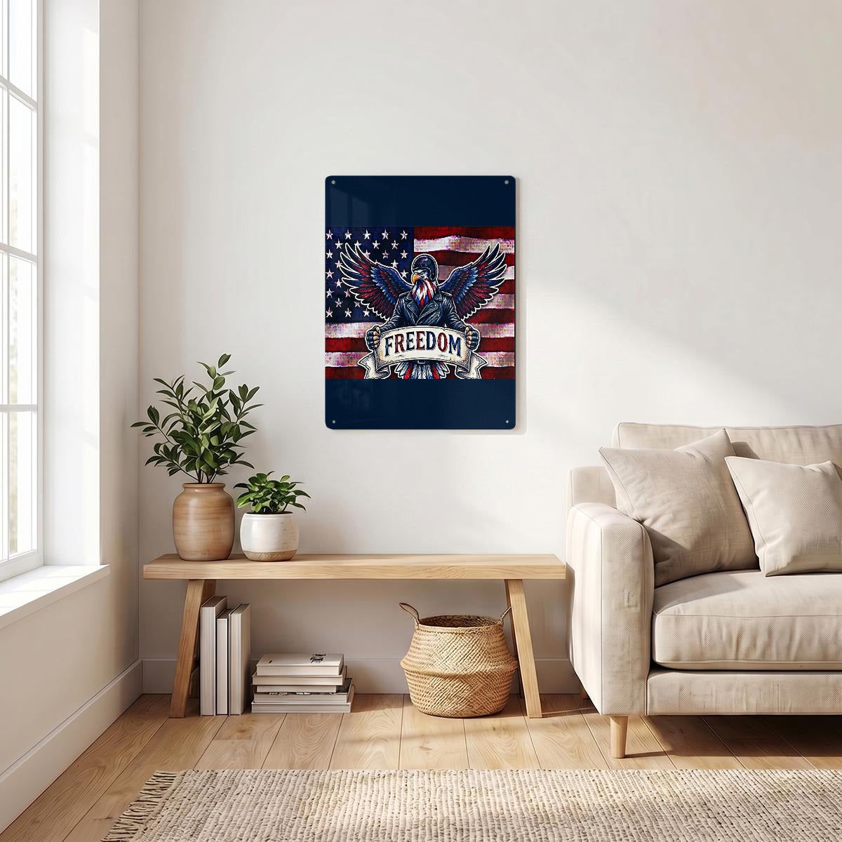 American Eagle Thickened Rectangular Iron Wall Painting