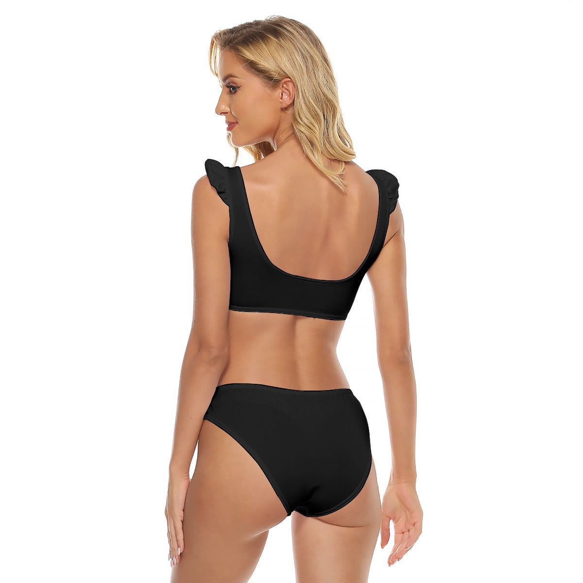 All-Over Print Women's Bikini Swimsuit With Ruffle Cuff Bra