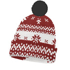 All-Over Print Knitted Hat With Pom-Pom