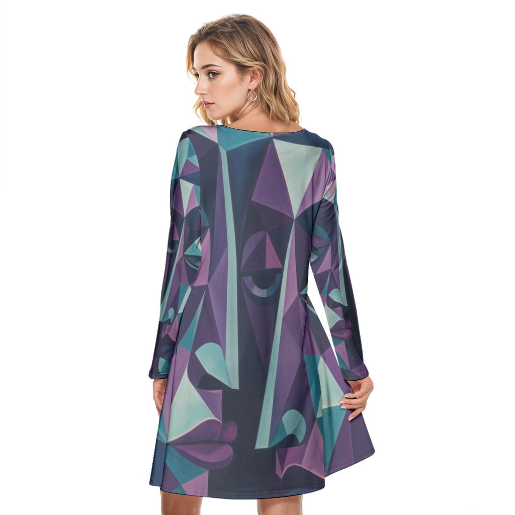 All-Over Print Women's Round Neck Dress|190GSM Cotton