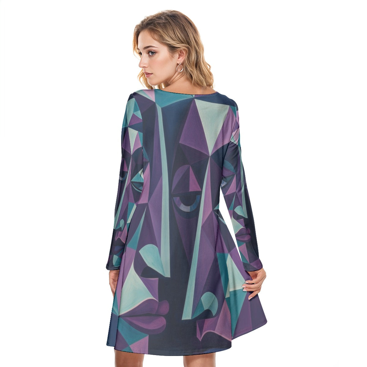 All-Over Print Women's Round Neck Dress|190GSM Cotton