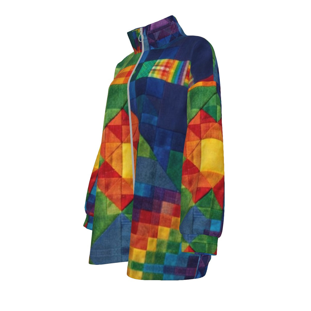 ARTFULL EXPRESSIONZCOAT OF MANY COLORS COLLECTION Unisex Borg Fleece Coat Zipper Closure(Plus Size)
