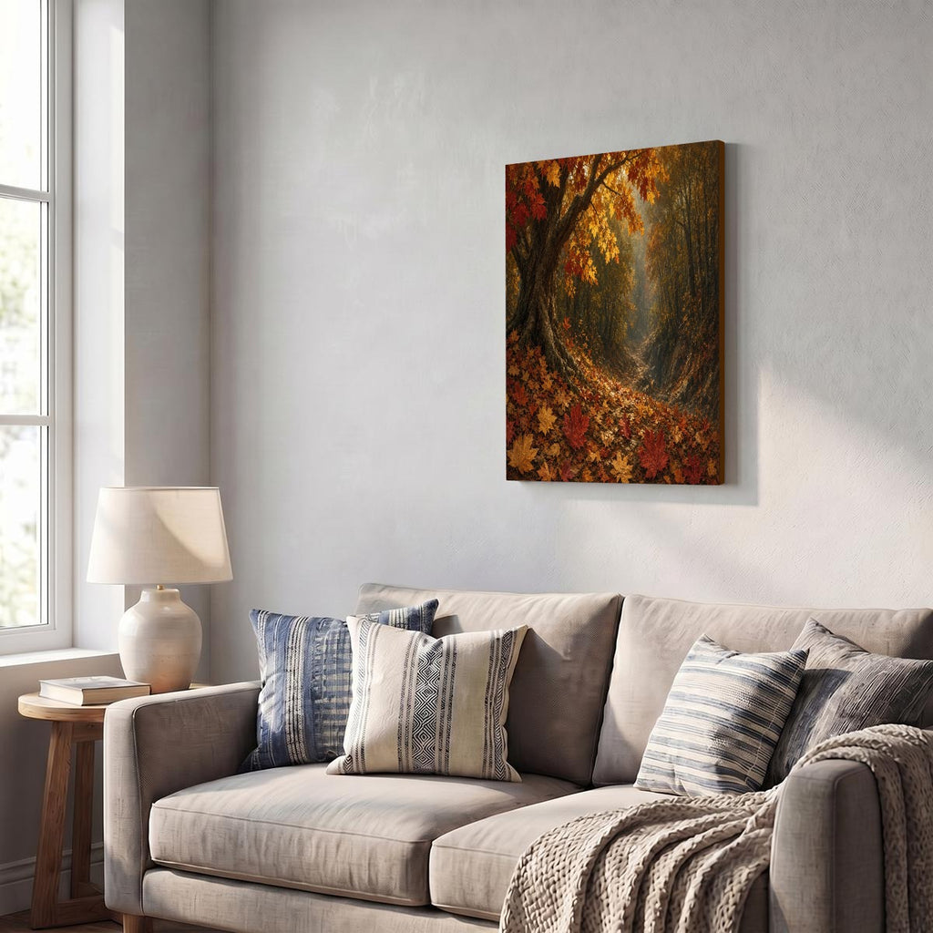 Autumn Leaves Vertical Framed Canvas Wall Art Printed in Canada