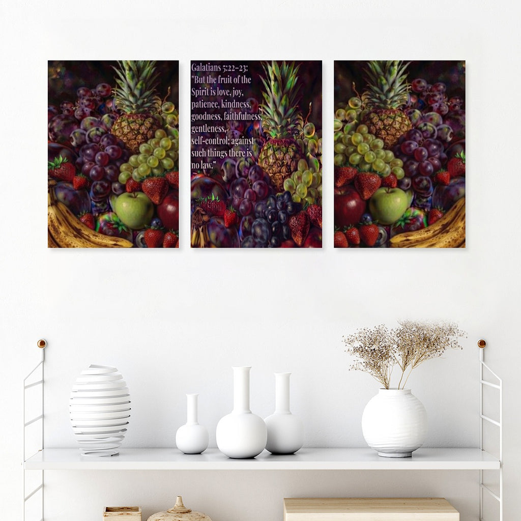 Bare Good Fruit Collection Framed Three-Piece Mural Printed in USA 2:3