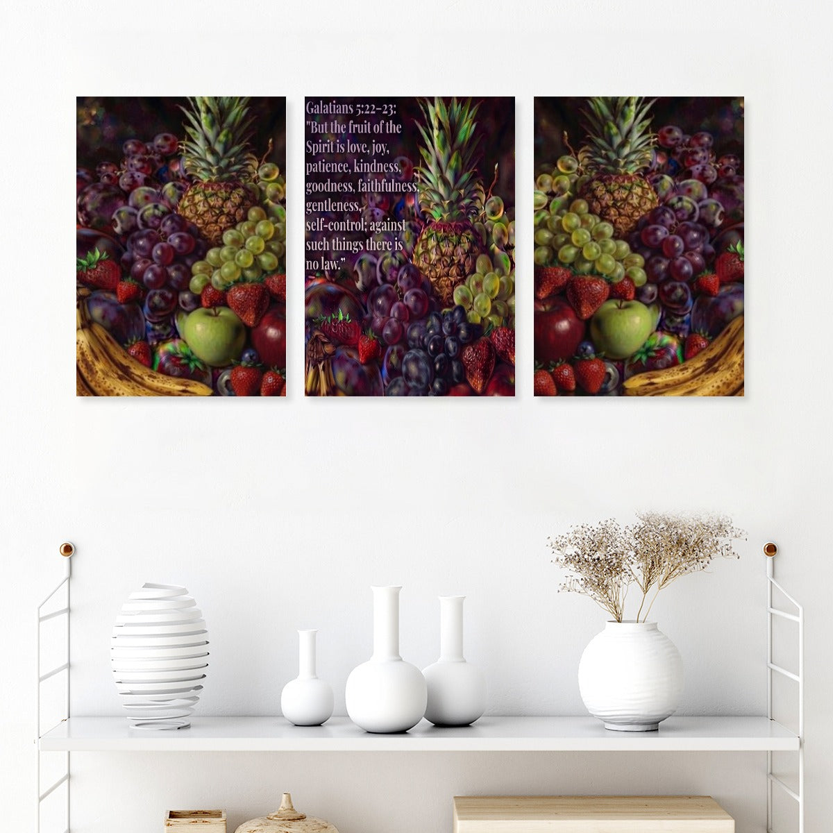 Bare Good Fruit Collection Framed Three-Piece Mural Printed in USA 2:3