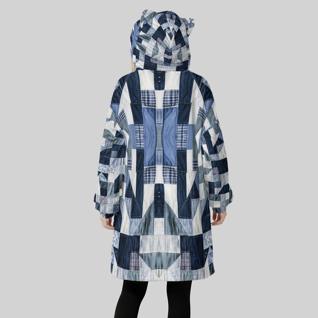 All-Over Print Women's Fleece Oversized Hoodie Blanket With Decorative Ears