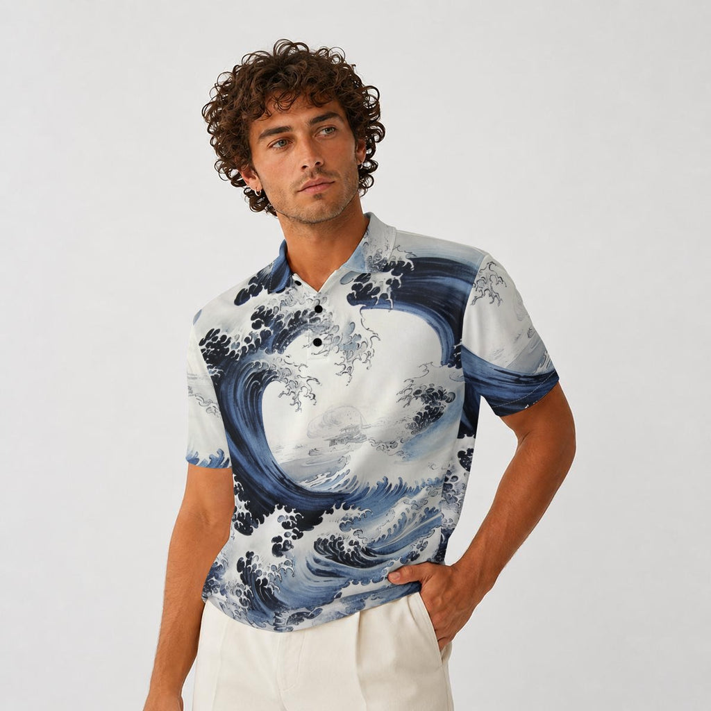All-Over Print Men's Heavyweight Polyester Polo Shirt|210GSM
