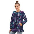 All-Over Print Women's Side Split O-neck Sweatshirt