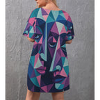 All-Over Print Women's Drop-Shoulder T-Shirt with Side Split and Shorts (Plus Size)