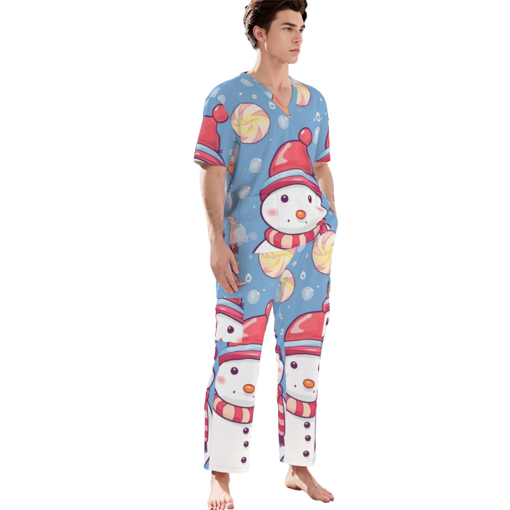 All-Over Print Unisex Scrub Set With Six Pocket