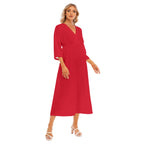 Abito lungo da donna con stampa all-over e maniche a tre quarti