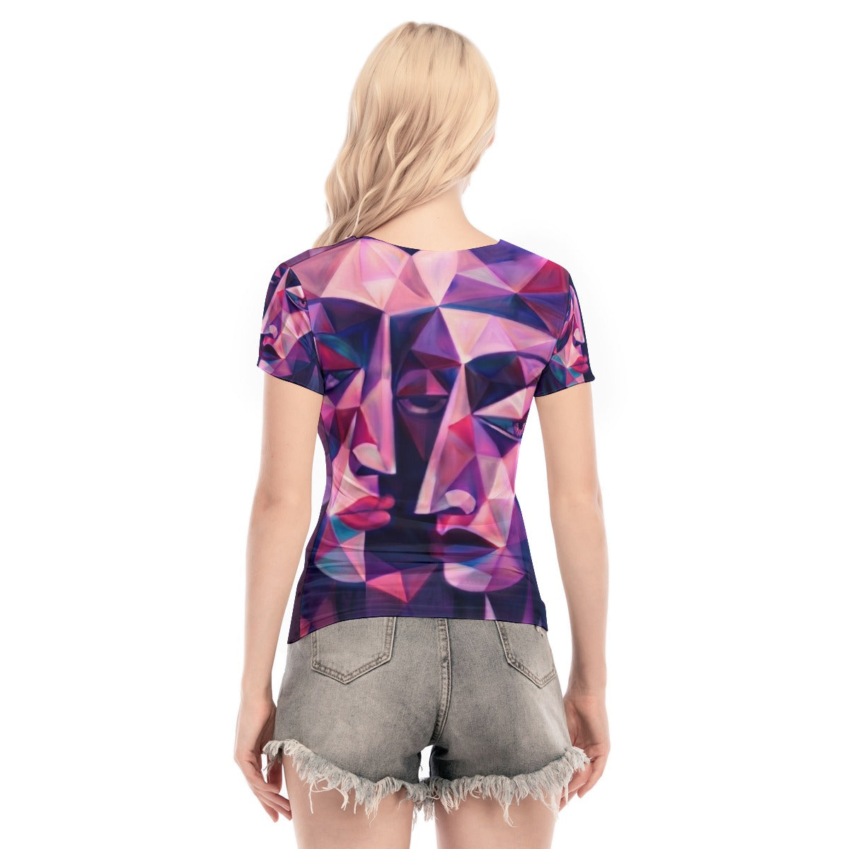 All-Over Print Women's Short Sleeve Mesh Blouse