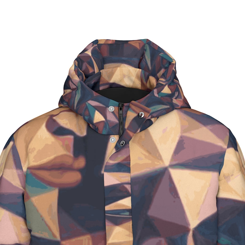 Giacca lunga unisex imbottita in piuma con stampa integrale