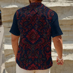 Polo Henley da uomo con stampa all-over