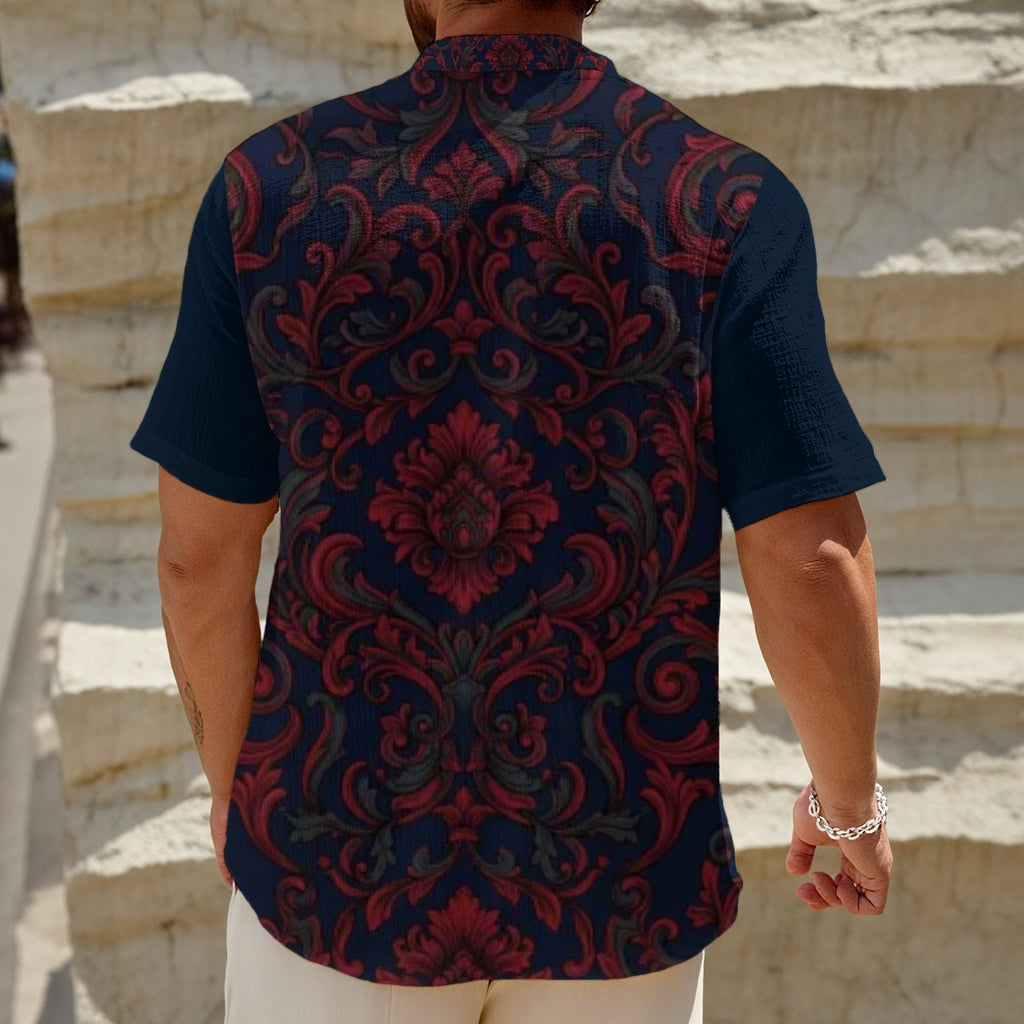 All-Over Print Men's Henley Polo Shirt