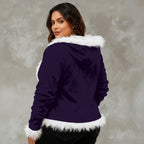 Giacca con cappuccio da donna con stampa all-over e finiture in pelliccia sintetica | Velvet
