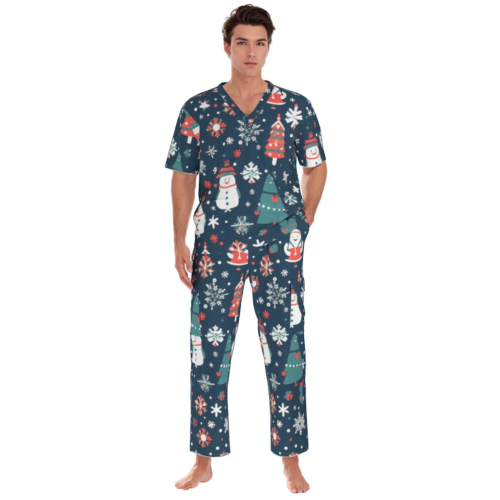 All-Over Print Unisex Scrub Set With Six Pocket