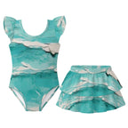 All-Over Print Girls' Ruffle Layered Swim Set