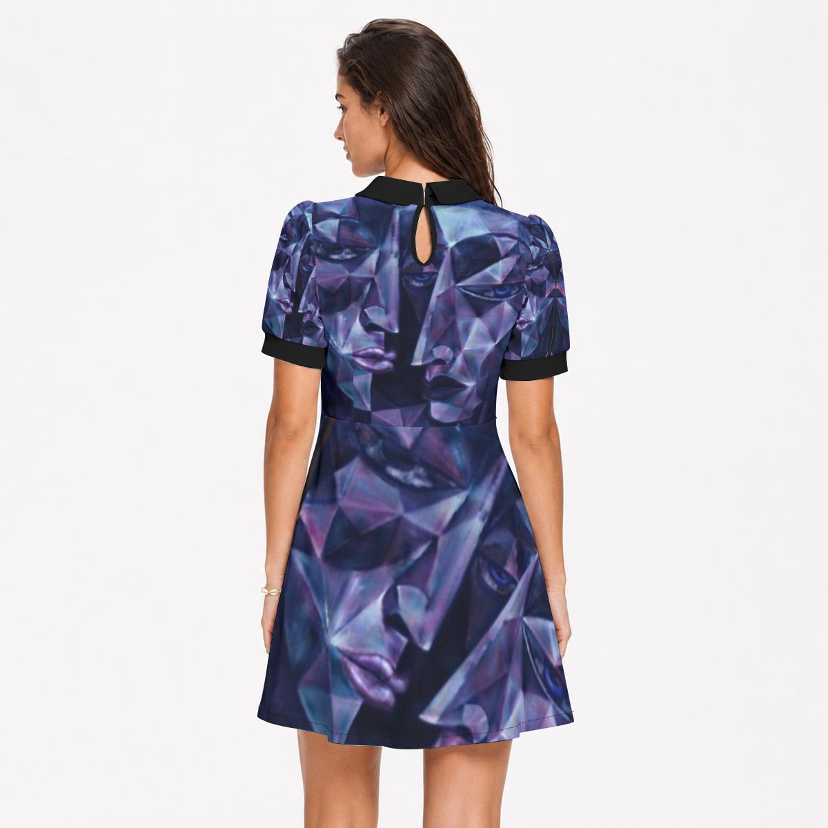 All-Over Print Women's A-Line Dress With Peter Pan Neck
