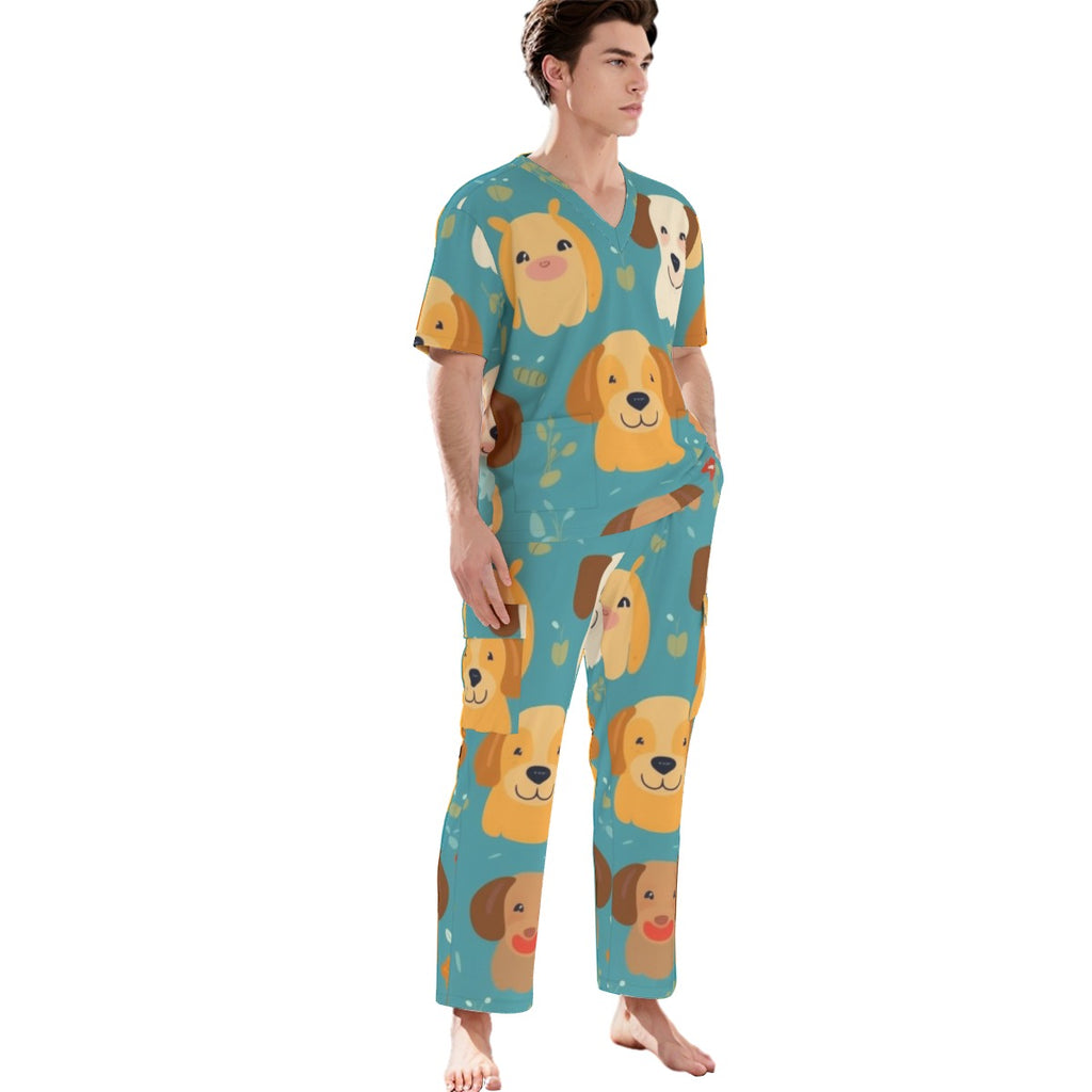 All-Over Print Unisex Scrub Set With Six Pocket