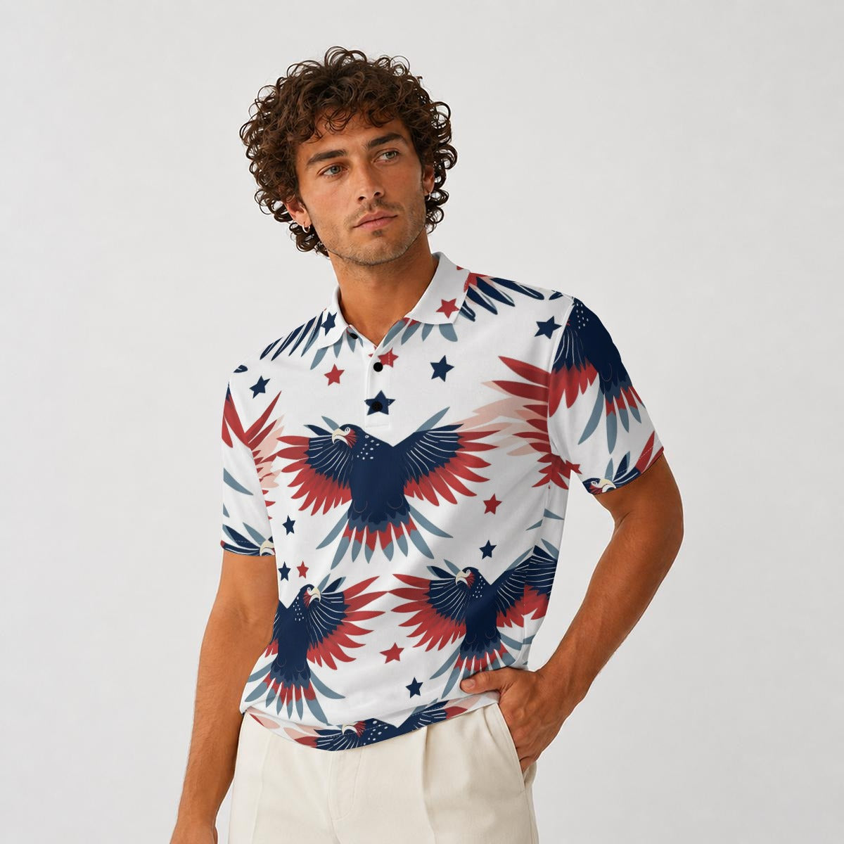 All-Over Print Men's Heavyweight Polyester Polo Shirt|210GSM