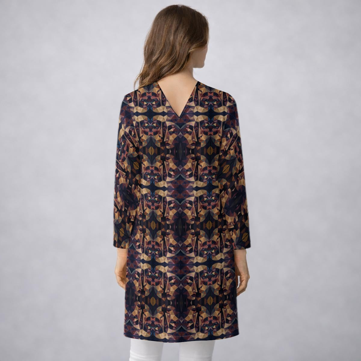 All-Over Print Women’s Mid‑Length Cotton Blend Coat