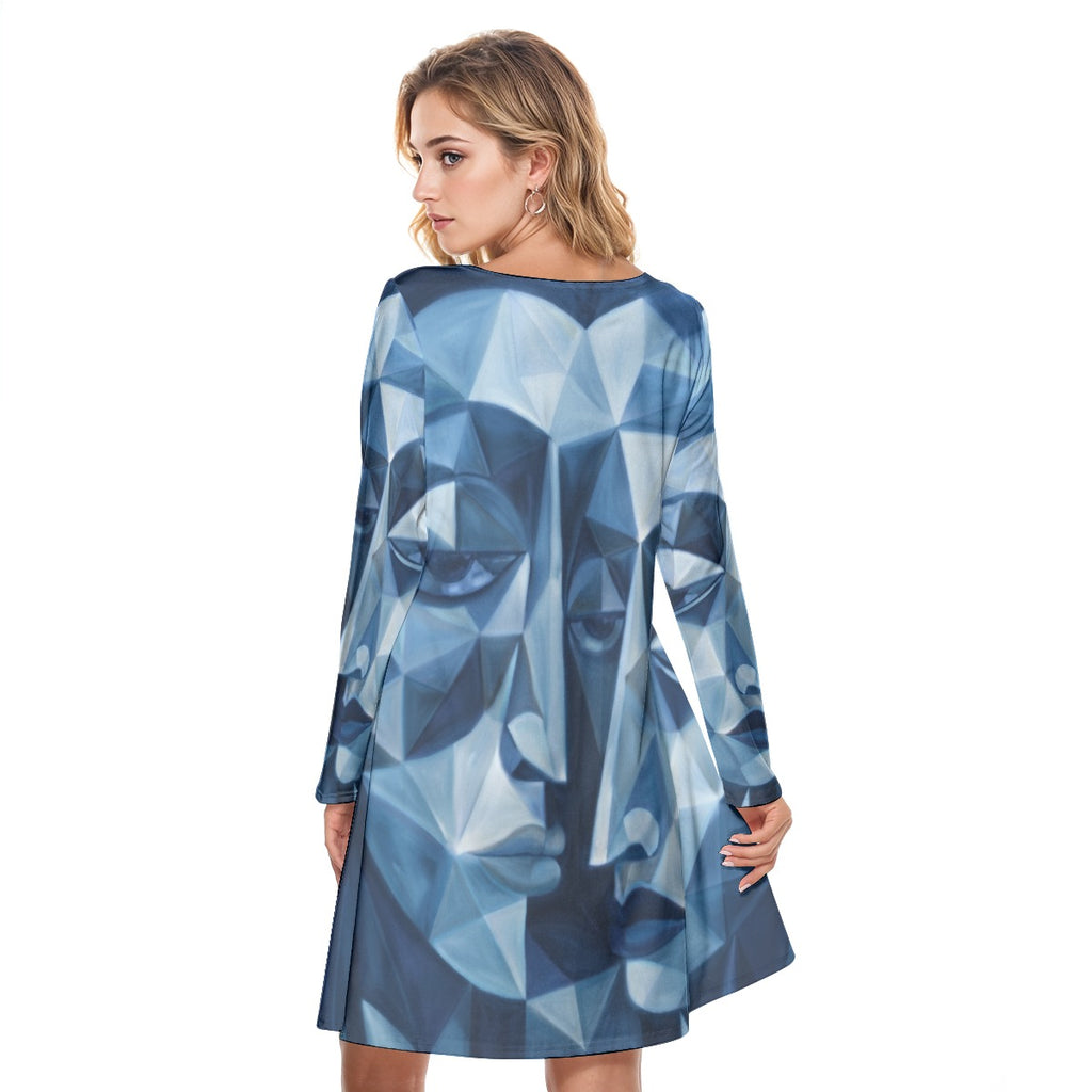 All-Over Print Women's Round Neck Dress|190GSM Cotton