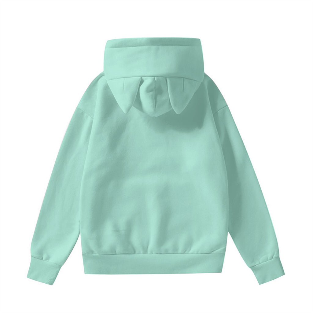 Felpa con cappuccio da donna all-over con orecchie decorative