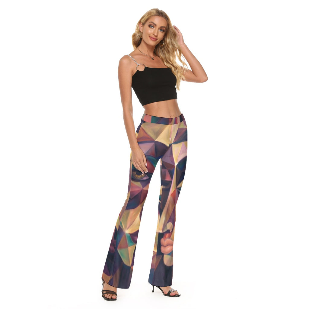 All-Over Print Women's High Elastic Flare Pants