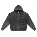 Men’s Washed Denim Zip Hoodie|380GSM DTF