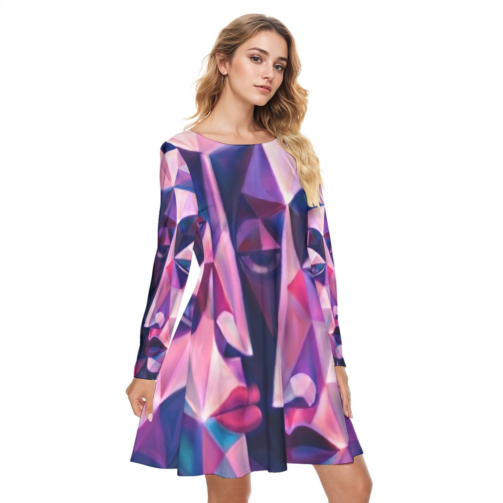 Abito da donna girocollo con stampa all-over|Cotone 190 g/m²