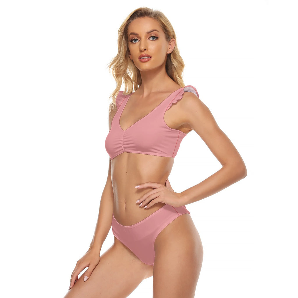 All-Over Print Women's Bikini Swimsuit With Ruffle Cuff Bra