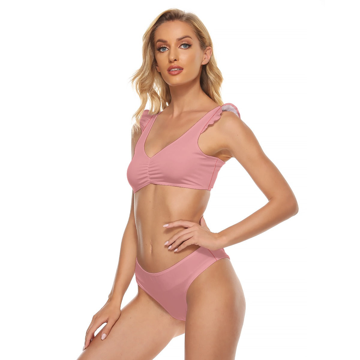 All-Over Print Women's Bikini Swimsuit With Ruffle Cuff Bra