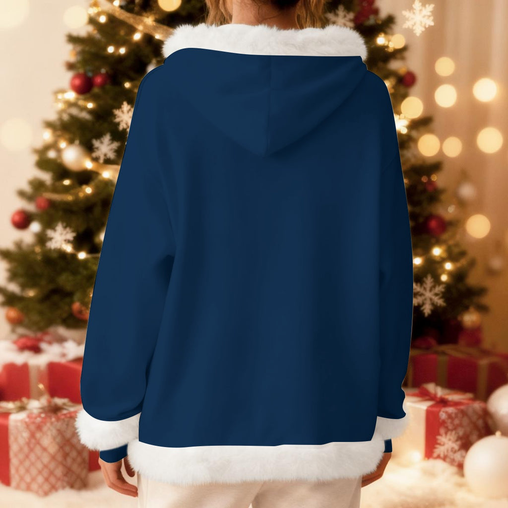 All-Over Print Women's Fleece Hoodie With Decorative Trim