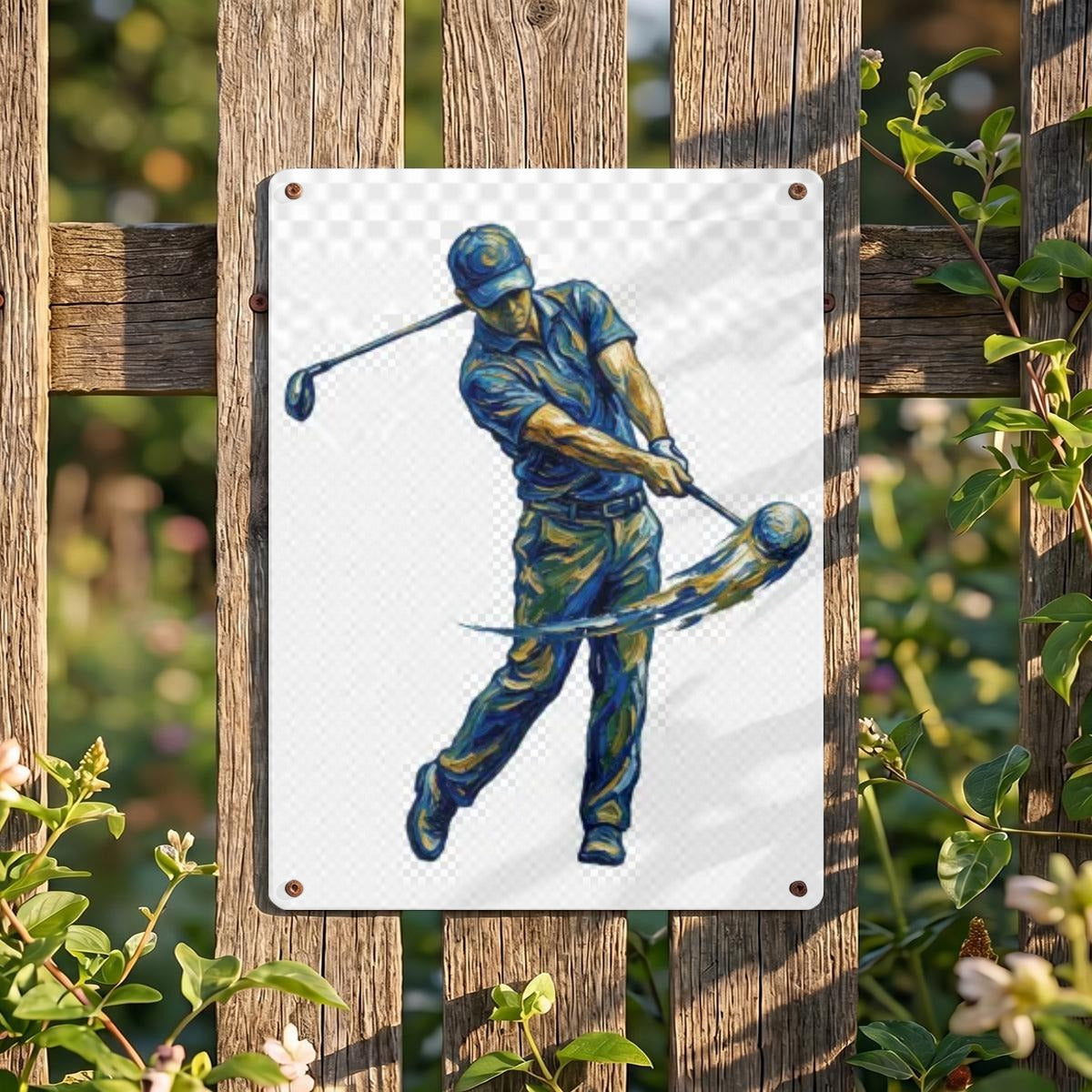 Golfer's Thickened Rectangular Iron Wall Painting Printed in Canada