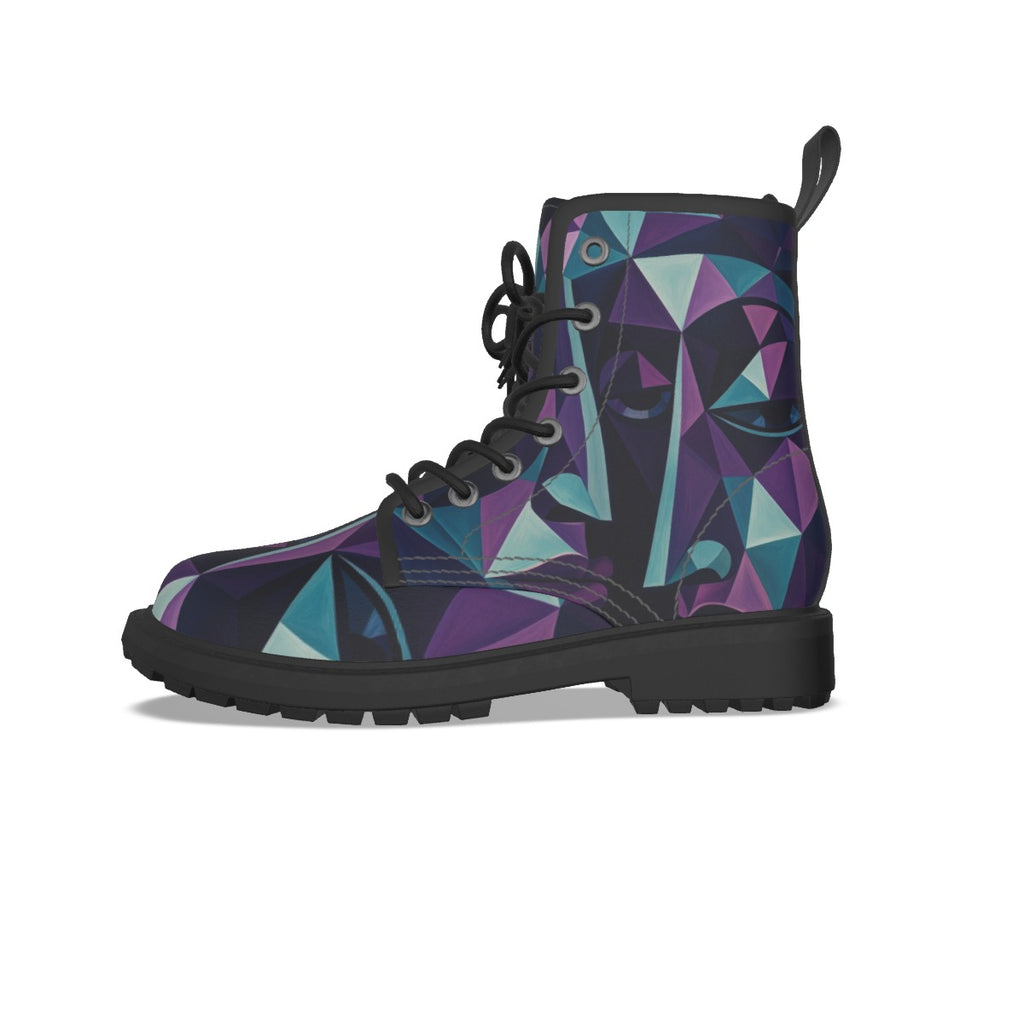 All-Over Print Women's Martin Short Boots With Black Bottom