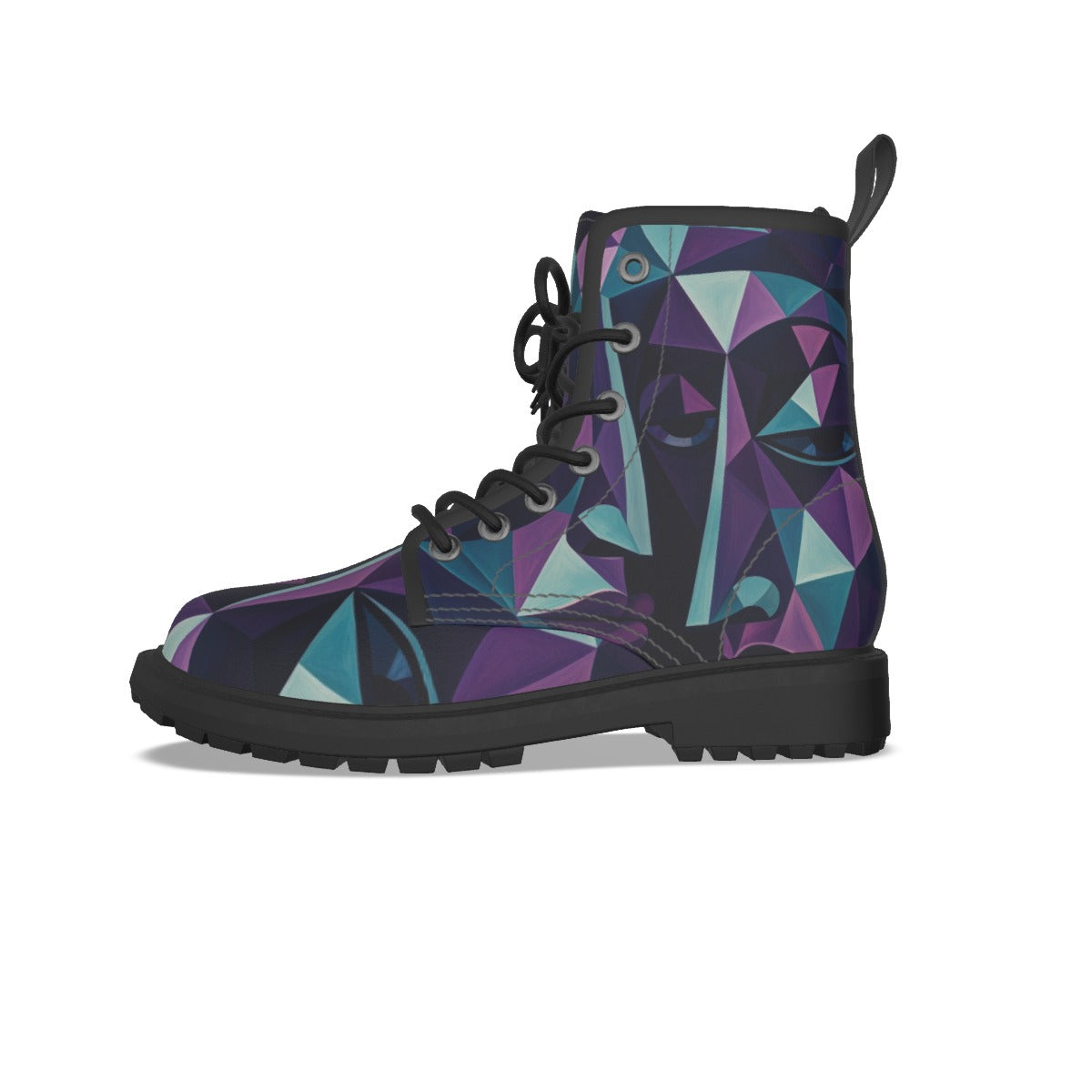 All-Over Print Women's Martin Short Boots With Black Bottom