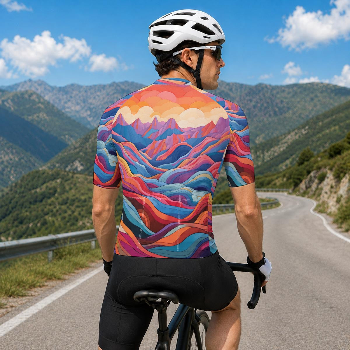 aop Men's Short-Sleeve Cycling Jersey With Black Zipper|Bonded Seam