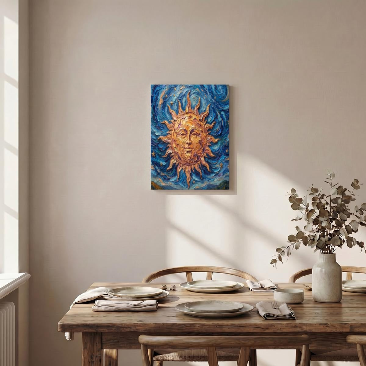 Sun Moon Designs With Purpose Brand Vertical Framed Canvas Wall Art Printed in Canada