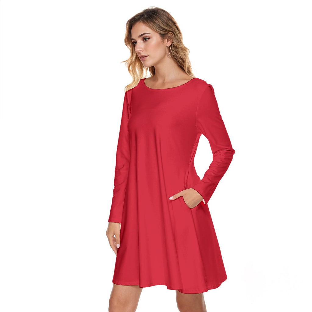 All-Over Print Women's Round Neck Dress|190GSM Cotton