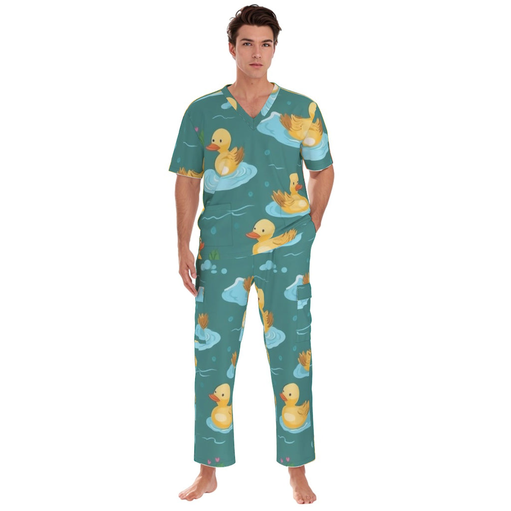 All-Over Print Unisex Scrub Set With Six Pocket